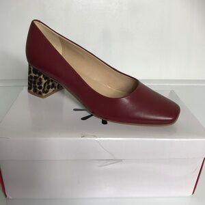 Isaac Mizrahi Leather Pump with Leopard Block Shoes